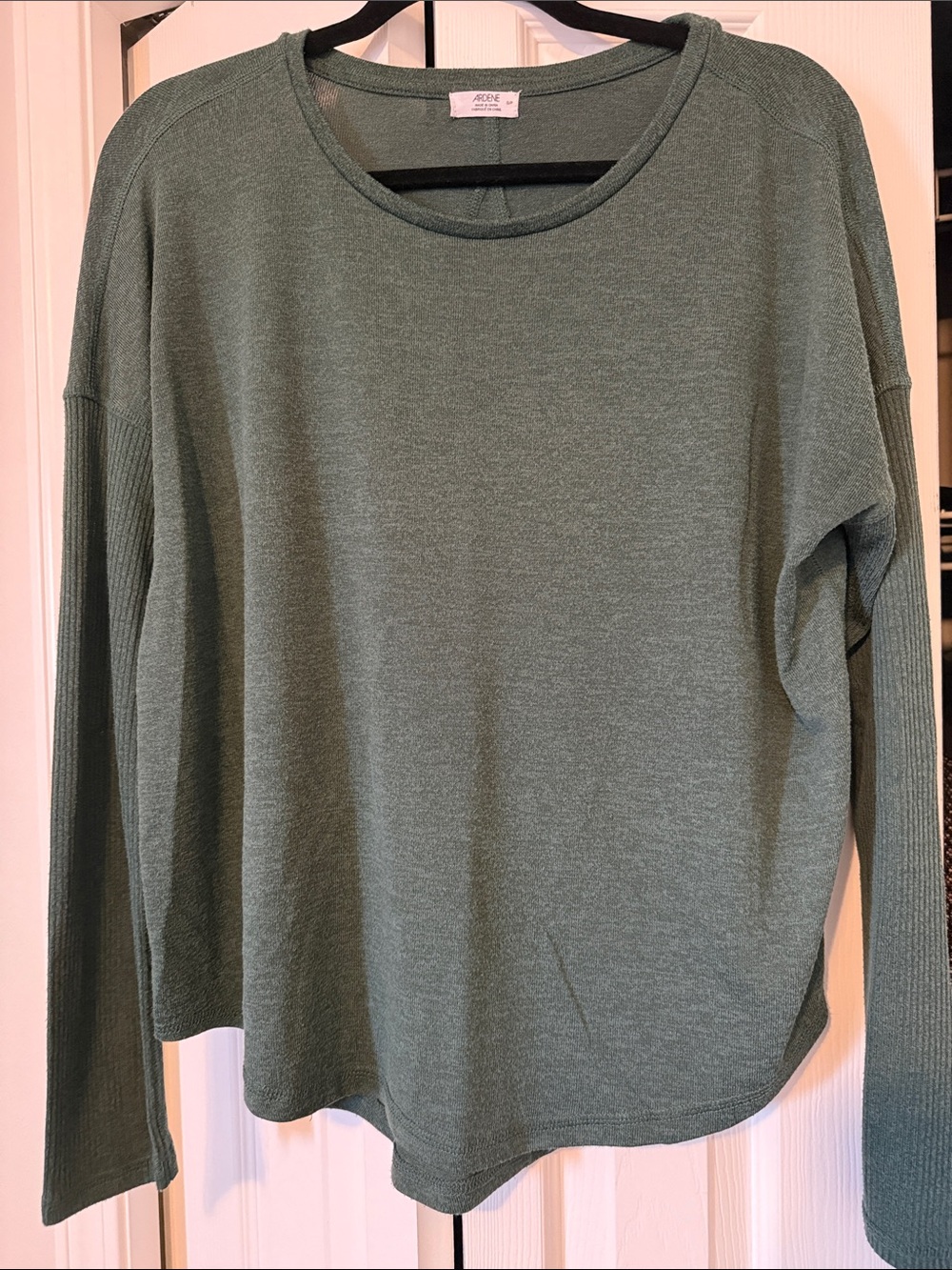 American Eagle Outfitters Long-Sleeve Scoop Neck Top - Sage